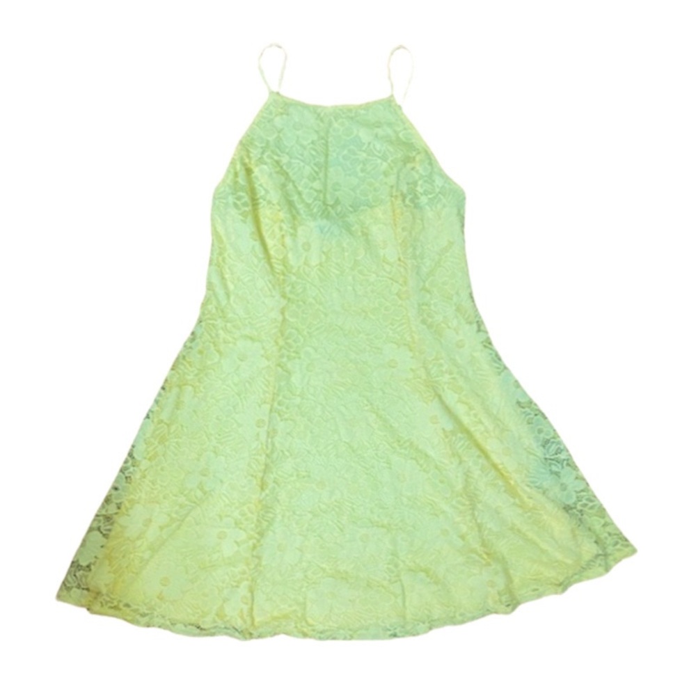 Suzy Shier Yellow Lace A-Line Dress